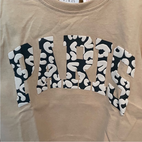 ZARA PARIS RAISED TEXT T-SHIRT - Picture 4 of 7